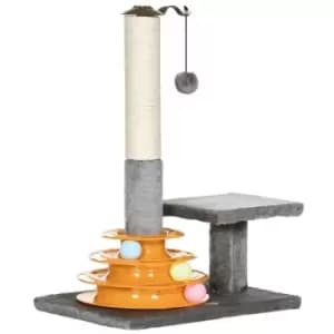 PawHut 56cm Cat Tree for Indoor Cats Scratching Post w/ Cat Toys - Grey