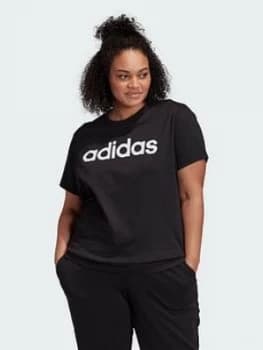 adidas Plus Essentials Loose Linear Tee - Plus Size, Black, Size 3X, Women