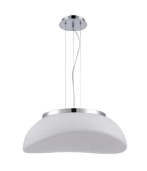 Opal Ceiling Pendant 3 Light E27, Polished Chrome, Frosted White Glass