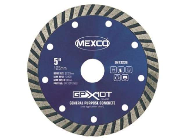 Mexco Gpx10T12522 Gp Concrete Turbo Diamond Blade 125 X 22mm Mexgpx10T125