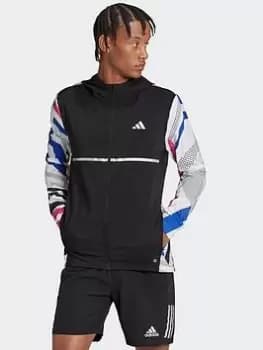 adidas Own The Run Seasonal Jacket, Black/White, Size L, Men
