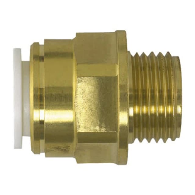 John Guest Brass Coupler 10mm X 1/2" Male BSP Gold