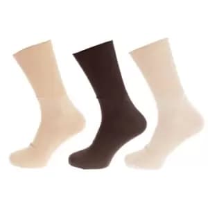 Universal Textiles Mens Bamboo Diabetic Wellness Socks (Pack Of 3) (6-11 UK) (Cream/Beige/Brown)