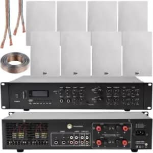 1100W Bluetooth Sound System & 8x 140W In Wall Speakers - 4 Zone Multi Room Amp