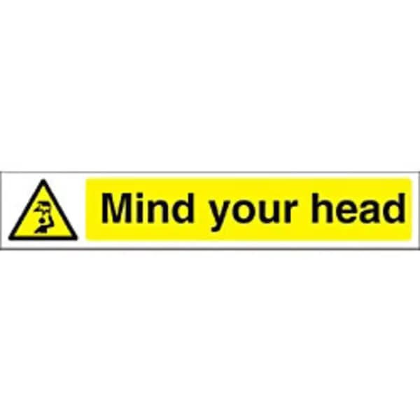 SECO by Stewart Superior Seco Warning Safety Sign Mind Your Head Self Adhesive Vinyl 300 x 50mm - W0186SAV300X50 W0186SAV300X50
