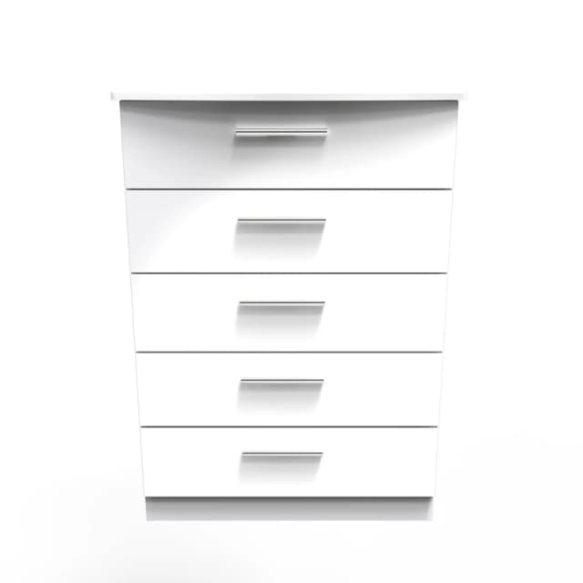 Harrow 5 Drawer Chest In White Gloss (Ready Assembled)