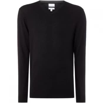 Linea Thames V-Neck Merino Jumper - Black