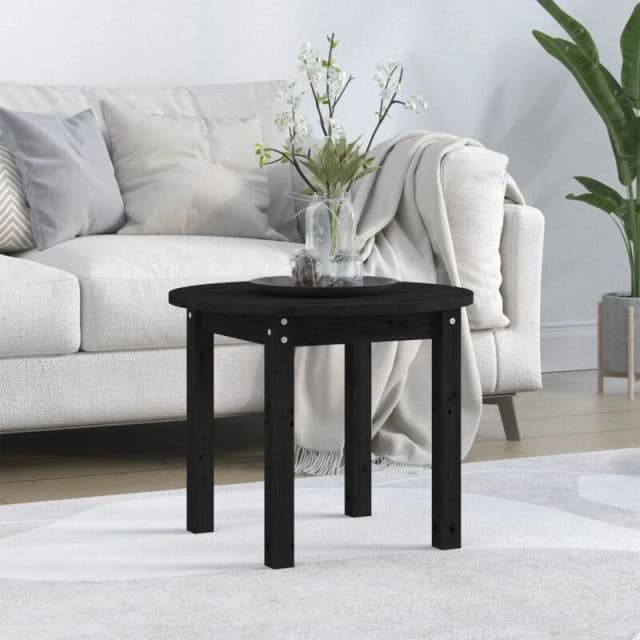Vidaxl Coffee Table Black Ø 55X45cm Solid Wood Pine, Black 822331