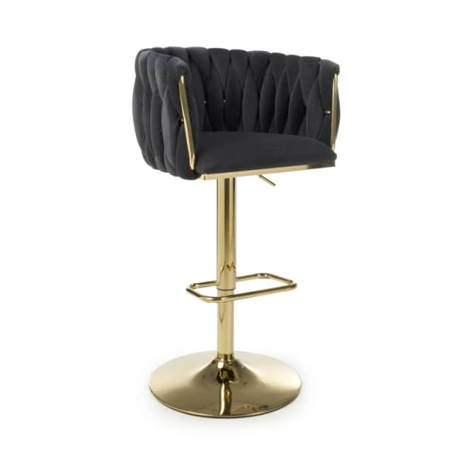 Bellaire Brushed Velvet Black Bar Stool, Black 210-09-01-11-01