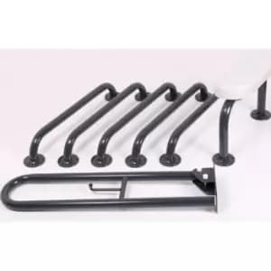 NYMAS Rail Only Doc M Toilet Pack, Steel, Exposed Fixings, Back Rest Rail, Dark