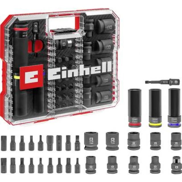 Einhell 32 Piece 1/2" Drive Impact Socket & Bit Set in XL Case 49109288 Drive: 1/2"