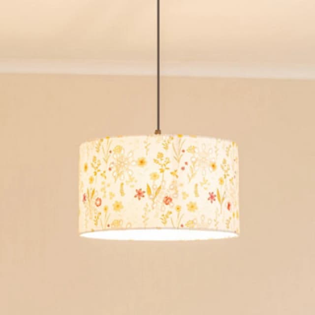 VALUELIGHTS Medium Flora Fabric Cream Drum Ceiling Pendant Shade 27045