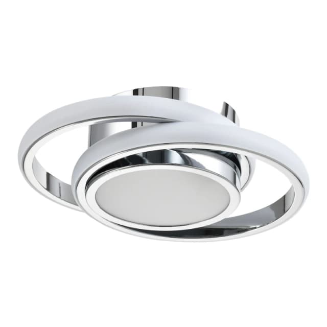 Happy Homewares Modern LED Ceiling Light with Round Rings & Central Downlighter in Silver Silver Unisex