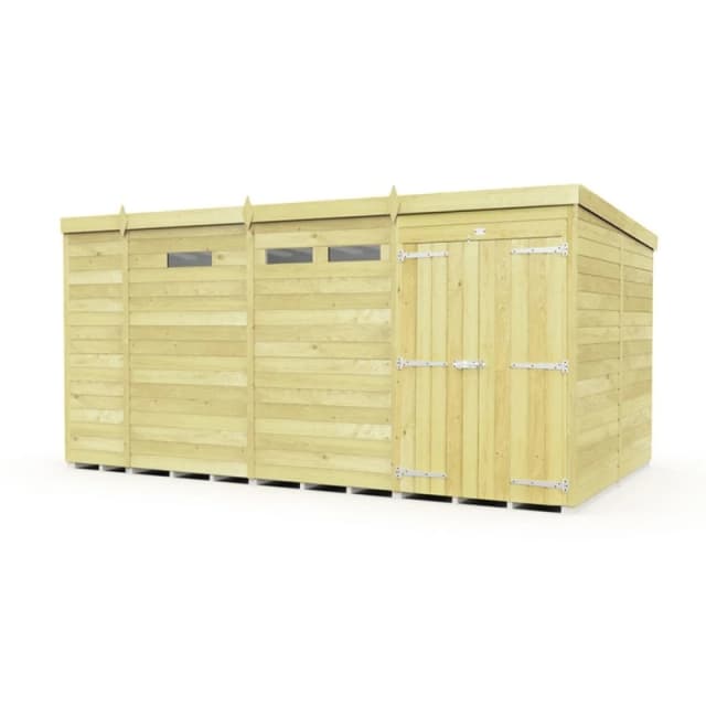 Buttercup Farm 13 x 8 Feet Pent Security Shed - Double Door - L231 x W387 x H201cm in Brown Brown Unisex