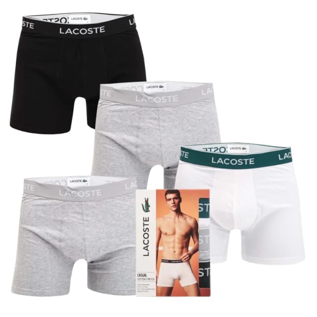 Lacoste 3 Pack of Strtech Cotton Boxer Briefs Multi Colour male XS