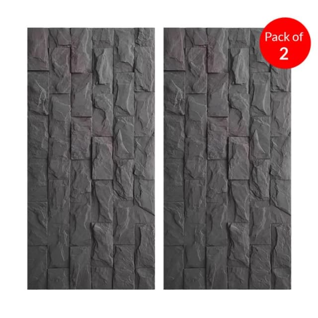 Ener-J Charcoal Stacked Stone Pu Wall Panel Size:1200 X 600 X 25mm (Pack Of 2)