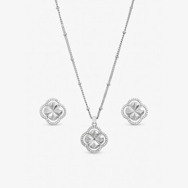 Inicio Sterling Silver Plated Clover Set - Gift Box Silver female One Size