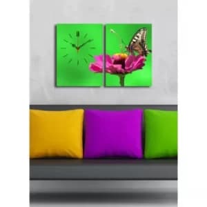 2P3040CS-124 Multicolor Decorative Canvas Wall Clock (2 Pieces)