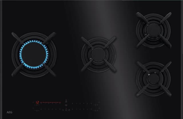AEG HVB8453IB 80cm Series 9000 4 Burner Gas On Glass Hob - BLACK HVB8453IB