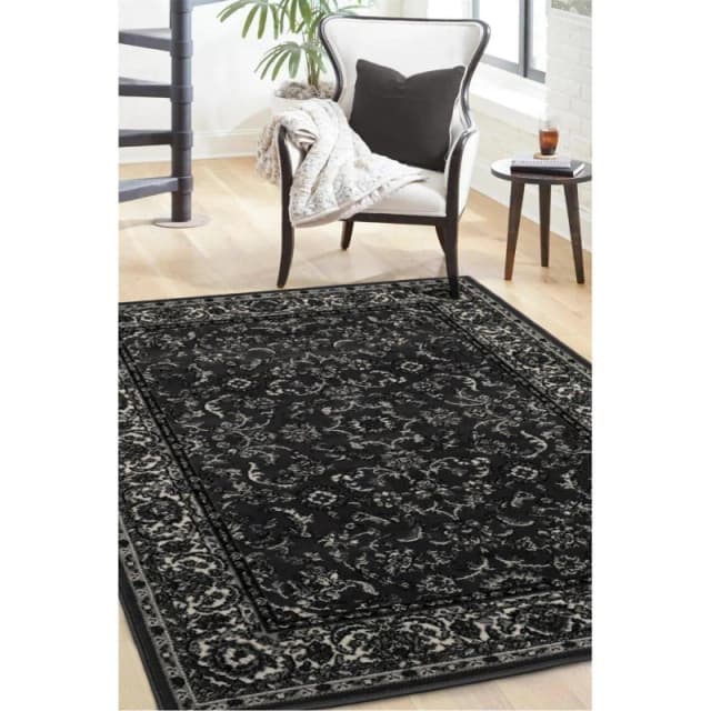 Homemaker Maestro Traditional Border Woven Rug Dark Grey 160X230 WB14108