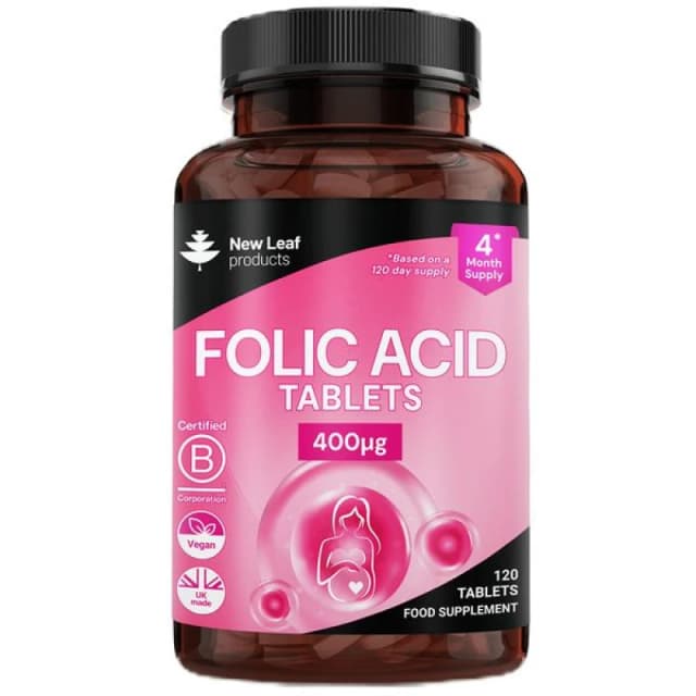 New leaf health New Leaf Folic Acid Tablets 400mcg - 120 High Strength Pregnancy Vitamins Dusty Pink female