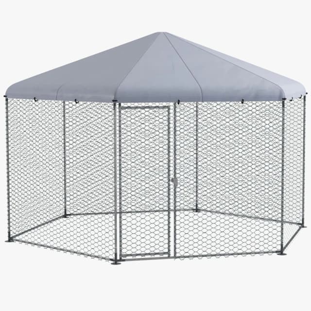PawHut Walk in Chicken Run for 10-15 Chickens/Hens/Rabbits, Silver D51-399V01SR