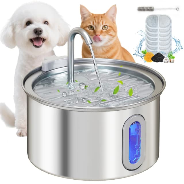 PawHut PawHut 2.5L Cat Water Fountain for Drinking Stainless Steel Ultra-Silent