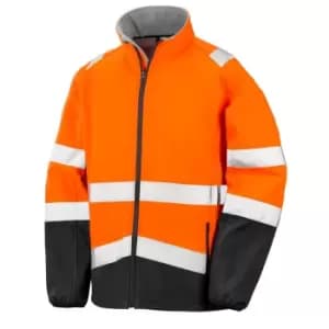 Result Safeguard Mens Printable Safety Softshell Jacket (S) (Fluorescent Orange/Black)