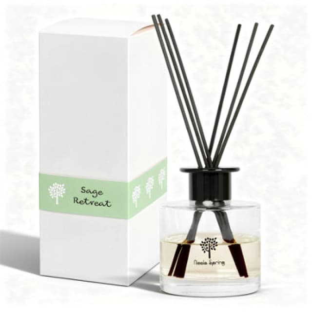 Nicola Spring Glass Reed Diffuser - 200ml - Sage Retreat - Herbal Spa Fragrance With 8 Reeds Long Lasting Aromatherapy