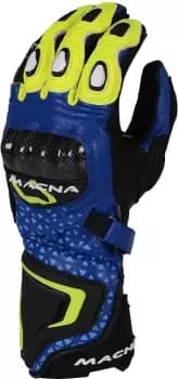 Macna Track R Gloves, black-blue-yellow, Size S, black-blue-yellow, Size S