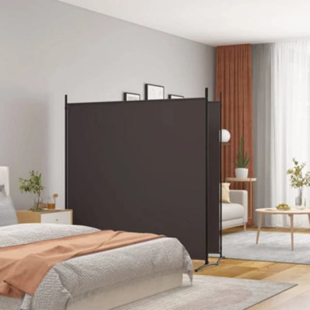 Vidaxl 2-panel Room Divider Brown 348X180 Cm Fabric, Brown 350275