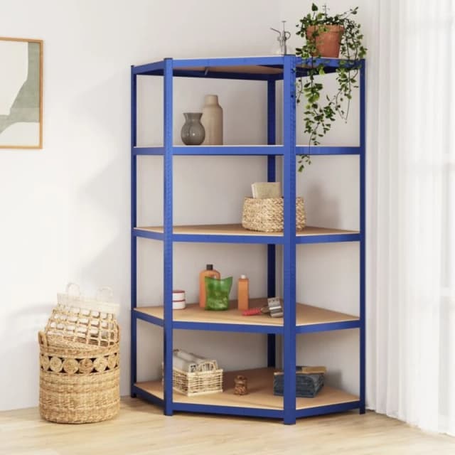 VIDAXL Vidaxl - 5-Layer Corner Shelf Blue Steel&Engineered Wood 8720287138341