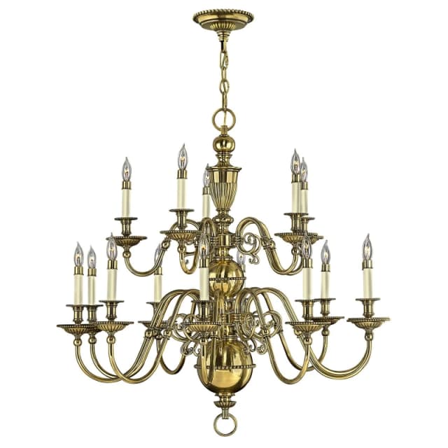 Loops 15 Bulb Chandelier Hanging Pendant LIght Burnished Brass LED E14 40W Bulb Metallics