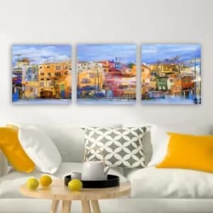 P252002 Multicolor Decorative Canvas Painting (3 Pieces)