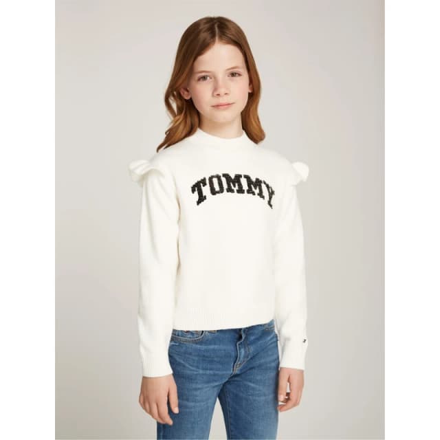 Tommy Hilfiger Girls Tommy Reversible Sequin Logo Sweater - Cream, Size Age: 4 Years, Women Cream W1E2Z Female age: 4 YEARS