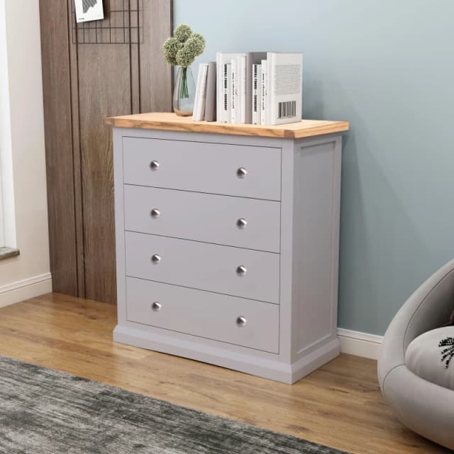 Cabinet Bits Rocca 4 Drawer Chest of Drawers Chrome Knob in Grey Grey Unisex