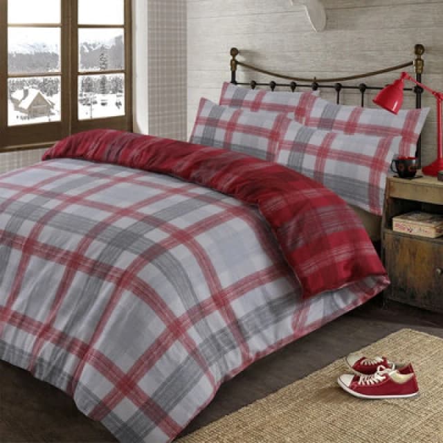 OHS OHS Boston Brushed Cotton Duvet Cover Pillowcase Bedding Set in Grey Size: Double Grey Double Unisex 5027434113095