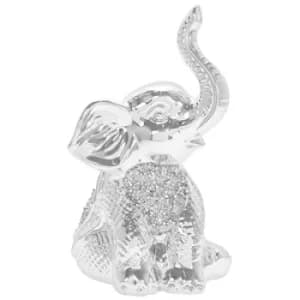 Silver Sparkle Elephant Sitting Small