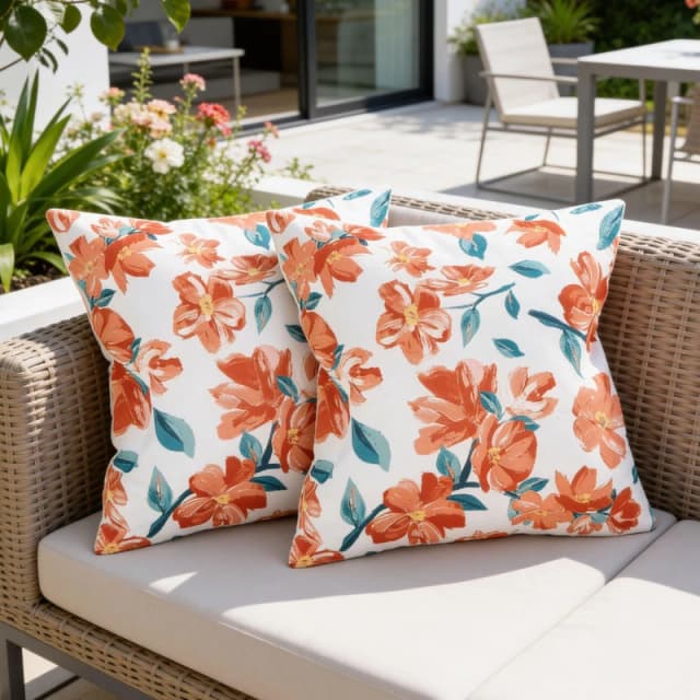 Streetwize Outdoor Pair of Japanese Floral Scatter Cushions - Multi Multi M