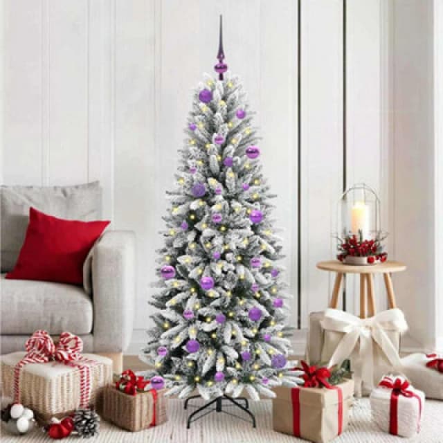 vidaXL Artificial Christmas Tree with 150 LEDs, Lilac Balls White 63 x 63 x 150 cm, White 3396039