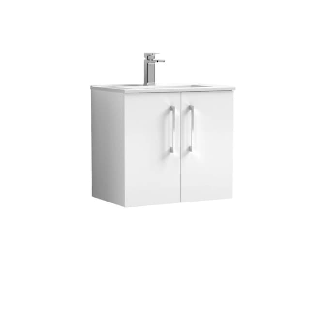 Balterley Bathroom 2 Soft Close Door & Wall Hung Vanity Unit Basin, White, 440mm in White White Unisex