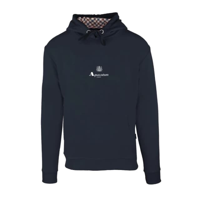 Aquascutum Mens Hooded Sweat Pull Over Hoodie Navy male Small
