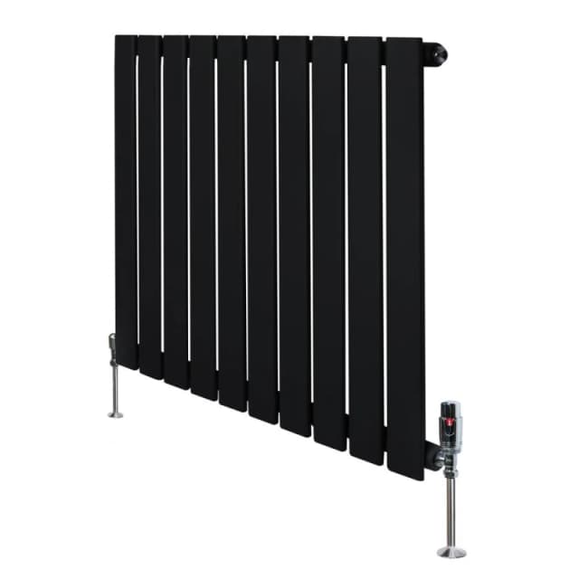 Monstershop Flat Single Column Radiator & Valves - 600mm x 700mm - Black Unisex