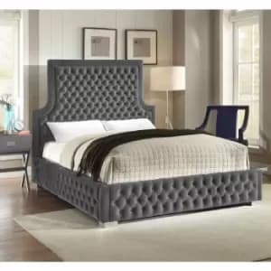 Envisage Trade - Yanis Upholstered Beds - Plush Velvet, King Size Frame, Grey - Grey