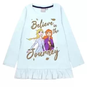 Frozen II Girls Believe In The Journey Frill Long-Sleeved T-Shirt (7-8 Years) (Ice Blue)