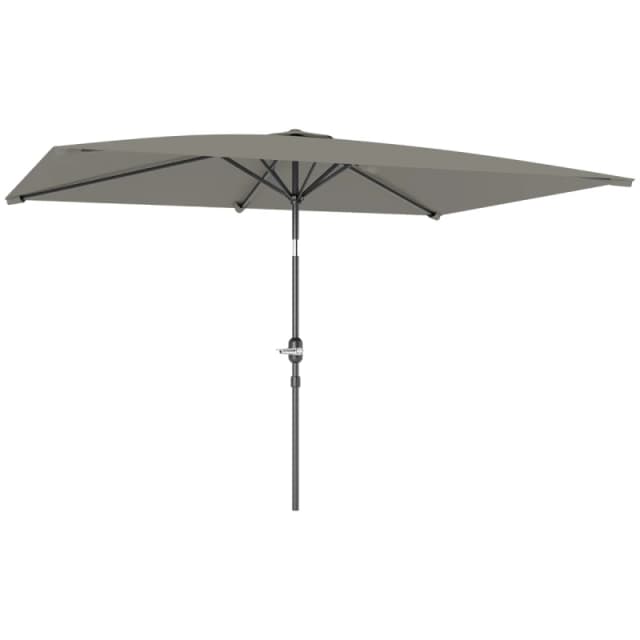 Outsunny 3x2m Garden Parasol Canopy Tilt Crank 6 Ribs Sun Shade Light Grey 84D-013V00LG