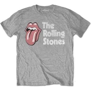 The Rolling Stones - Scratched Logo Unisex Large T-Shirt - Grey