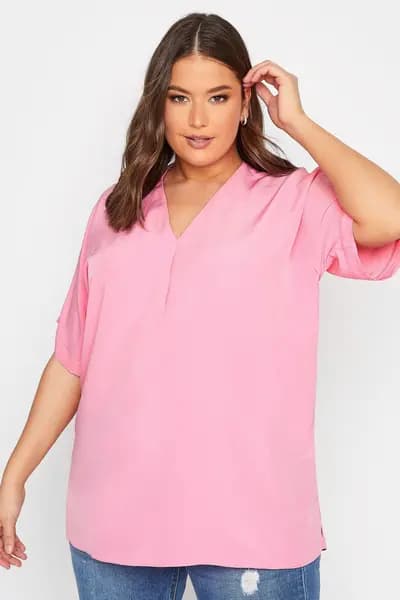 Yours V-Neck Top Pink