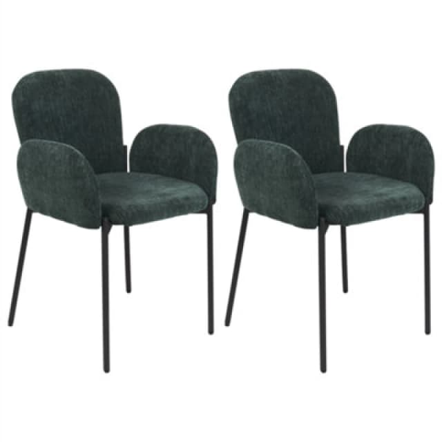 Beliani Set Of 2 Dining Chairs Albee Dark Green