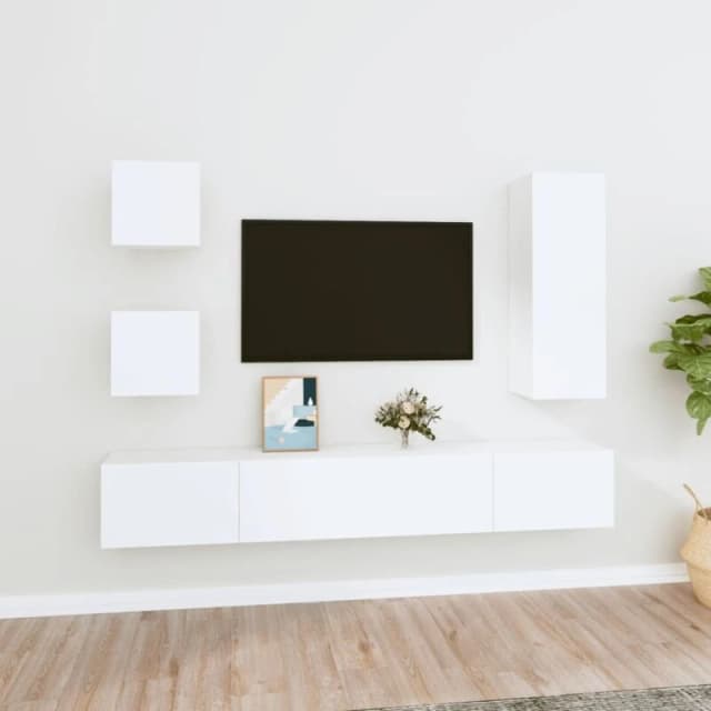 VIDAXL 5 Piece tv Cabinet Set White Engineered Wood Vidaxl 8720287105848